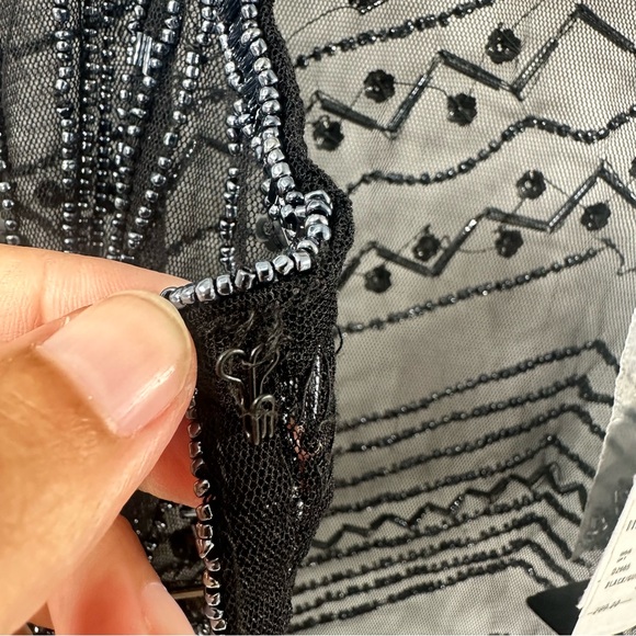 Pisarro Nights Beaded Bolero Shrug Evening Jacket Size 4 Black Mother of Bride - Picture 4 of 10